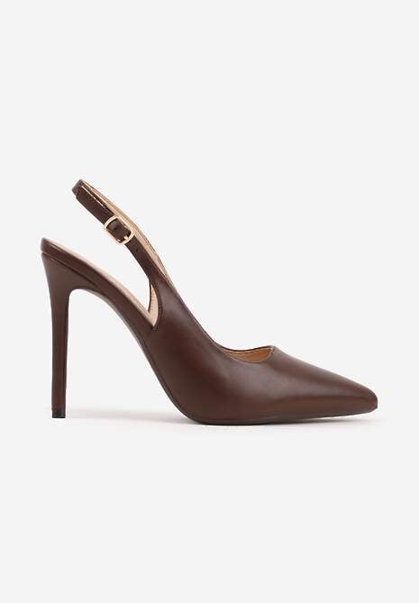 Brązowe Szpilki VICES Slingback z Wkładką ze Skóry Naturalnej  Zoretta 4