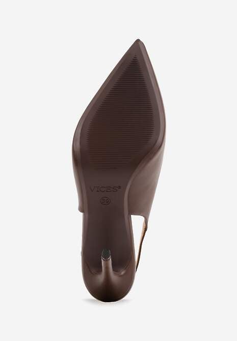 Brązowe Szpilki VICES Slingback z Wkładką ze Skóry Naturalnej  Zoretta 7