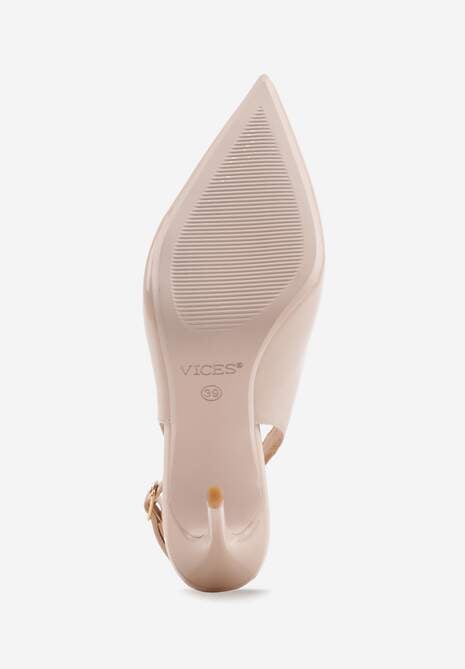 Beżowe Szpilki Slingback VICES z Lakierowanym Połyskiem i Skórzaną Wkładką Marinja 7