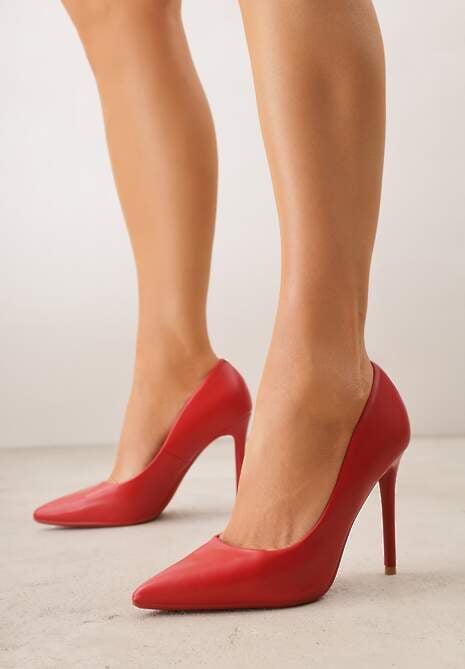 Czerwone Gładkie Szpilki VICES w Klasycznym Stylu Temilis