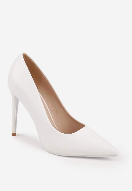Białe Gładkie Szpilki VICES w Klasycznym Stylu Temilis 5