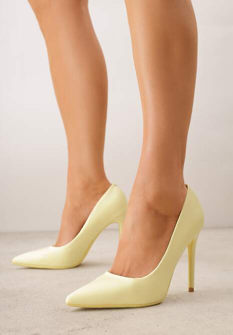 Żółte Gładkie Szpilki VICES w Klasycznym Stylu Temilis