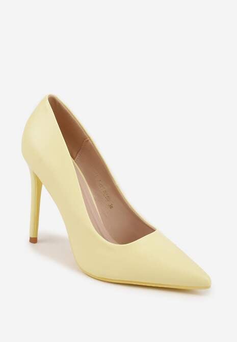 Żółte Gładkie Szpilki VICES w Klasycznym Stylu Temilis 5