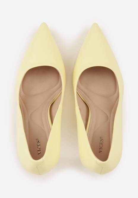 Żółte Gładkie Szpilki VICES w Klasycznym Stylu Temilis 6