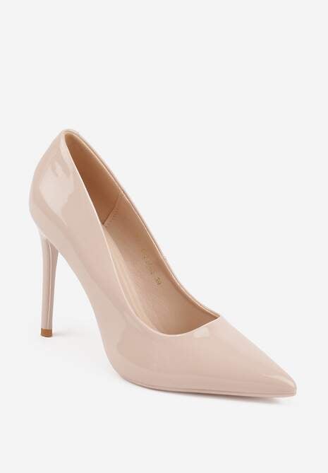 Beżowe Lakierowane Szpilki VICES o Klasycznym Fasonie Corsinia 5