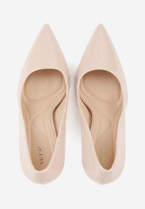 Beżowe Lakierowane Szpilki VICES o Klasycznym Fasonie Corsinia 6