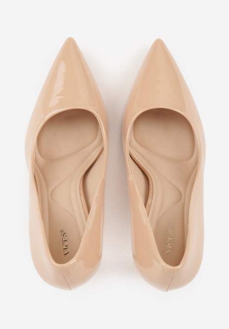 Ciemnobeżowe Lakierowane Szpilki VICES o Klasycznym Fasonie Corsinia 6