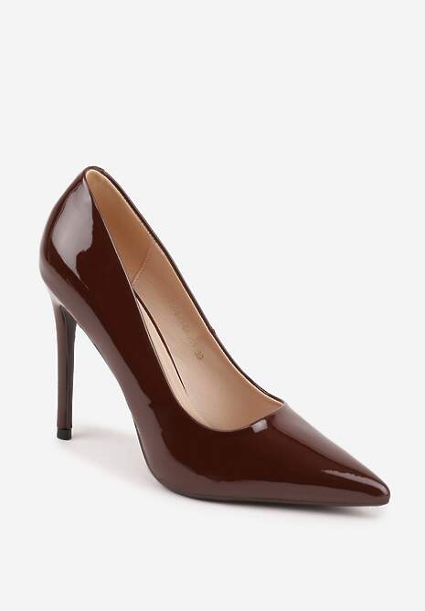 Brązowe Lakierowane Szpilki VICES o Klasycznym Fasonie Corsinia 5