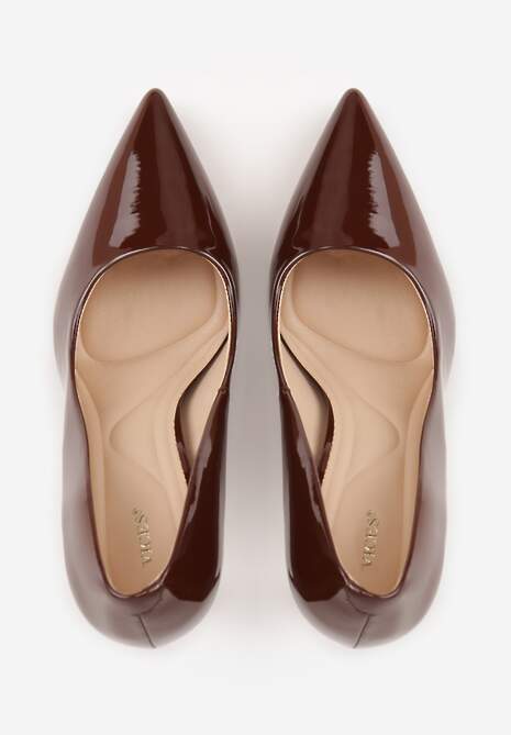 Brązowe Lakierowane Szpilki VICES o Klasycznym Fasonie Corsinia 6