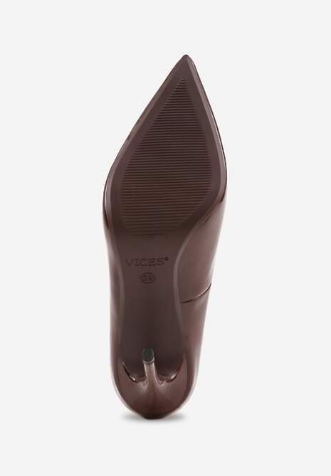 Brązowe Lakierowane Szpilki VICES o Klasycznym Fasonie Corsinia 7