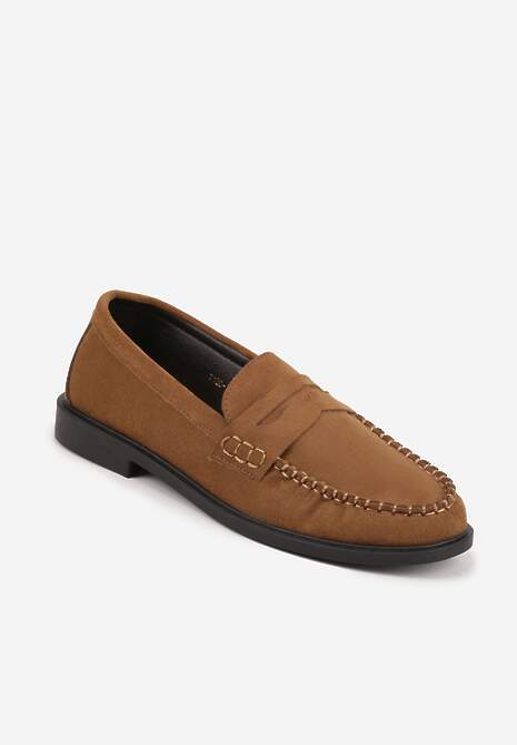 Jasnobrązowe Mokasyny VICES z Wkładką ze Skóry Naturalnej i Przeszyciami Astanie 5