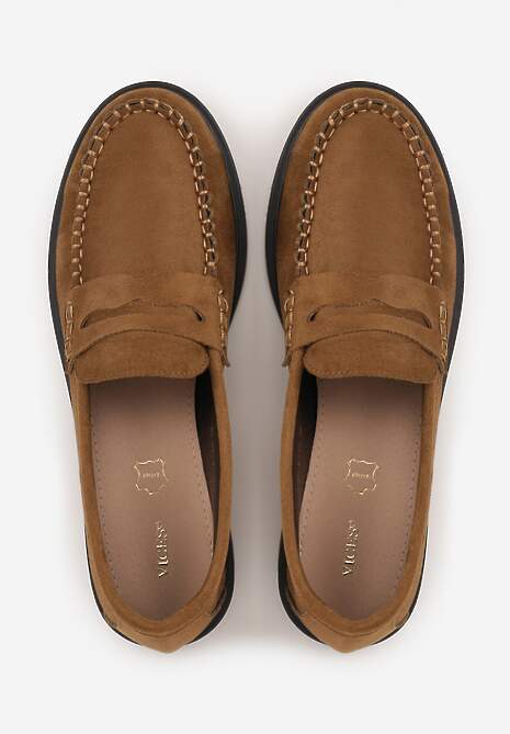 Jasnobrązowe Mokasyny VICES z Wkładką ze Skóry Naturalnej i Przeszyciami Astanie 6