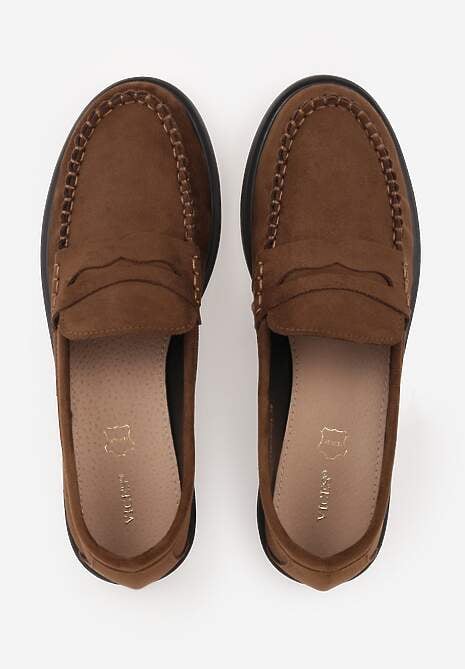Ciemnobrązowe Mokasyny VICES z Wkładką ze Skóry Naturalnej i Przeszyciami Astanie 6