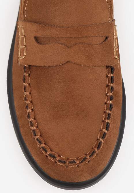 Brązowe Mokasyny VICES z Wkładką ze Skóry Naturalnej i Przeszyciami Astanie 6