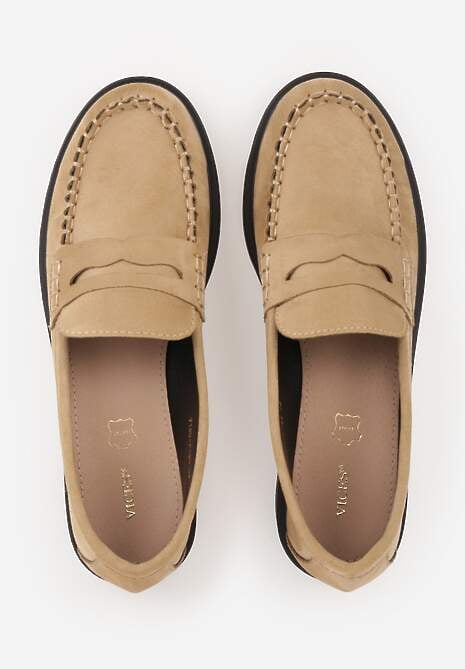 Beżowe Mokasyny VICES z Wkładką ze Skóry Naturalnej i Przeszyciami Astanie 6