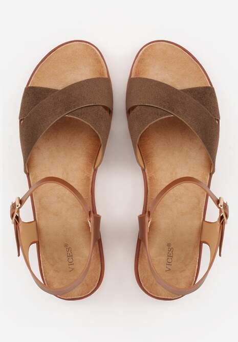 Brązowe Płaskie Sandały VICES z Cholewką ze Skrzyżowanymi Paskami Emelika 6