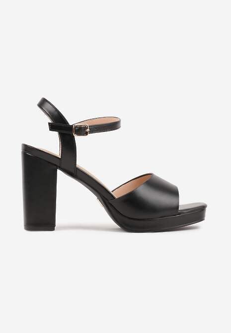 Czarne Sandały VICES na Słupku z Grubą Podeszwą i Skórzaną Wkładką Aziluna 4