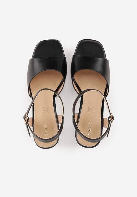 Czarne Sandały VICES na Słupku z Grubą Podeszwą i Skórzaną Wkładką Aziluna 6