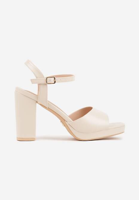 Beżowe Sandały VICES na Słupku z Grubą Podeszwą i Skórzaną Wkładką Aziluna 4