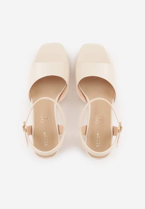 Beżowe Sandały VICES na Słupku z Grubą Podeszwą i Skórzaną Wkładką Aziluna 6