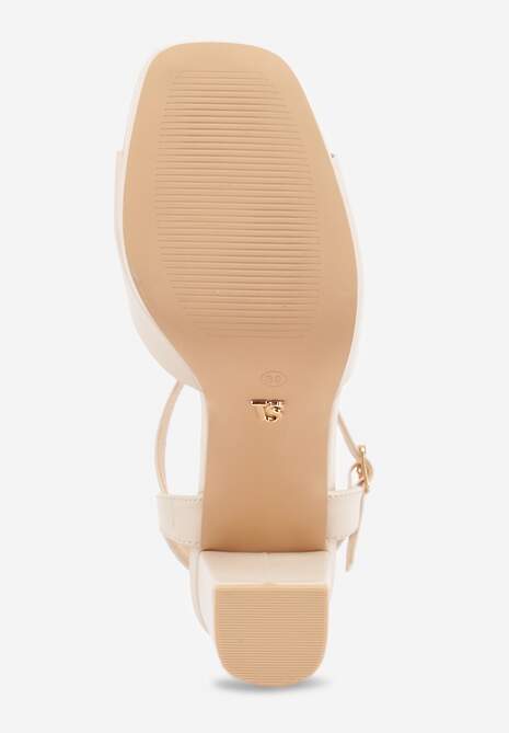 Beżowe Sandały VICES na Słupku z Grubą Podeszwą i Skórzaną Wkładką Aziluna 7