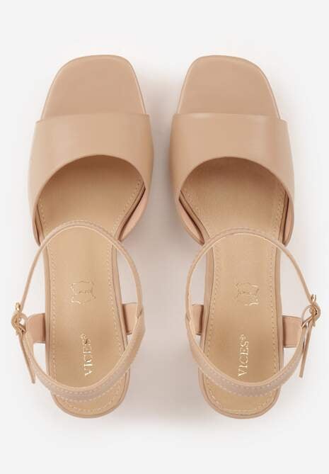 Ciemnobeżowe Sandały VICES na Słupku z Grubą Podeszwą i Skórzaną Wkładką Aziluna 6