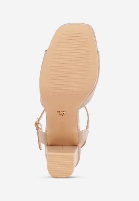 Ciemnobeżowe Sandały VICES na Słupku z Grubą Podeszwą i Skórzaną Wkładką Aziluna 7