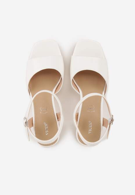 Białe Sandały VICES na Słupku z Grubą Podeszwą i Skórzaną Wkładką Aziluna 6