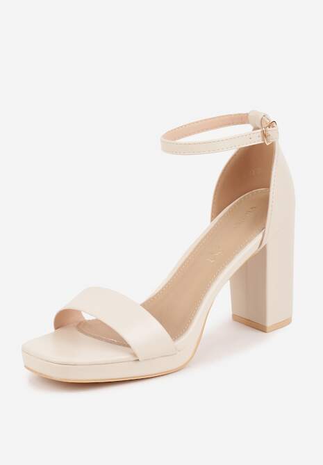 Beżowe Sandały VICES na Słupkowym Obcasie ze Skórzaną Wkładką Azimera 5