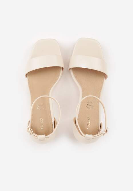 Beżowe Sandały VICES na Słupkowym Obcasie ze Skórzaną Wkładką Azimera 6