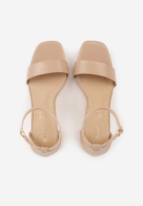 Ciemnobeżowe Sandały VICES na Słupkowym Obcasie ze Skórzaną Wkładką Azimera 6