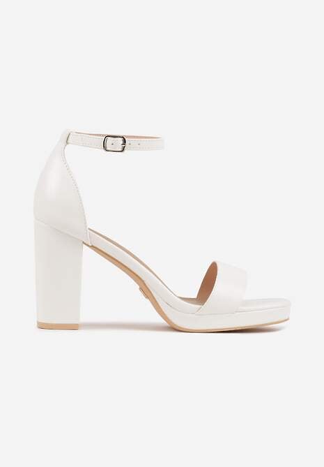 Białe Sandały VICES na Słupkowym Obcasie ze Skórzaną Wkładką Azimera 4