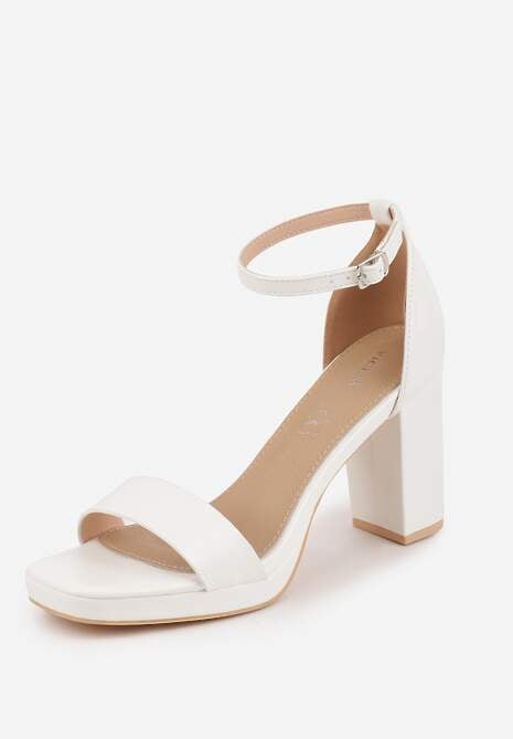 Białe Sandały VICES na Słupkowym Obcasie ze Skórzaną Wkładką Azimera 5