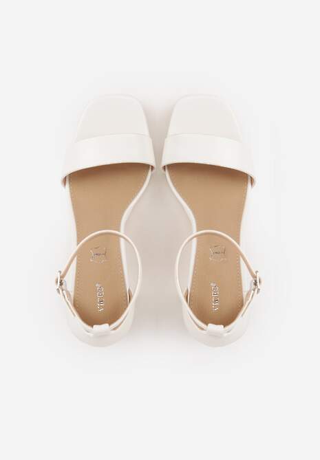 Białe Sandały VICES na Słupkowym Obcasie ze Skórzaną Wkładką Azimera 6