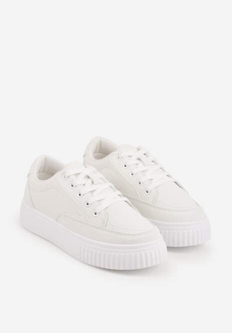 Białe Sneakersy na Tłoczonej Platformie Zeaninia 5