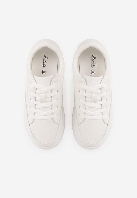 Białe Sneakersy na Tłoczonej Platformie Zeaninia 6