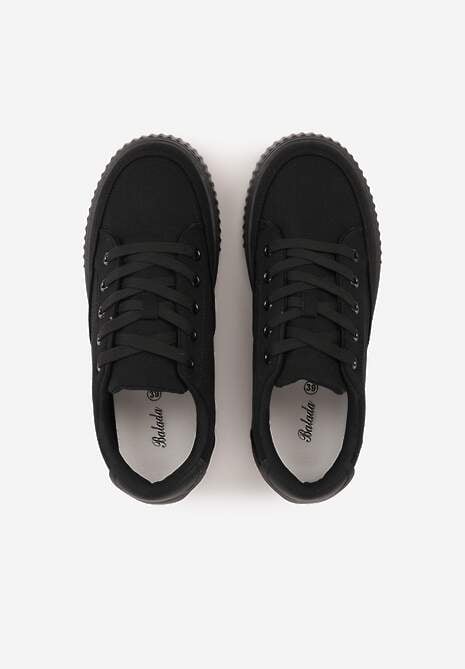 Czarne Chunky Sneakersy na Tłoczonej Platformie Trianne 6