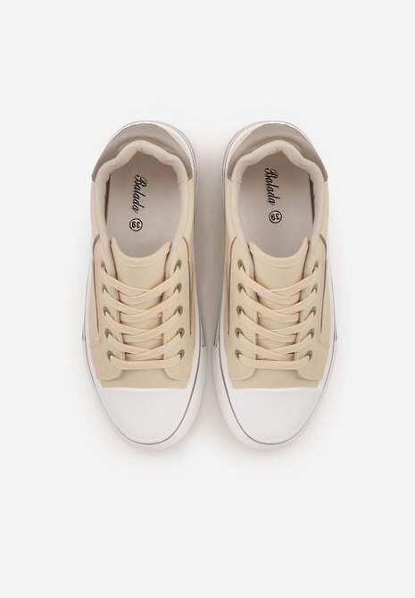 Beżowe Trampki o Klasycznym Fasonie na Platformie Opheme 6