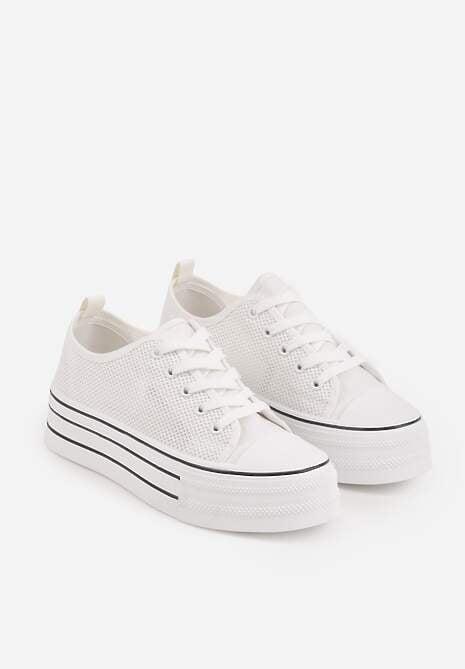 Białe Plecione Trampki na Platformie Irivana 5