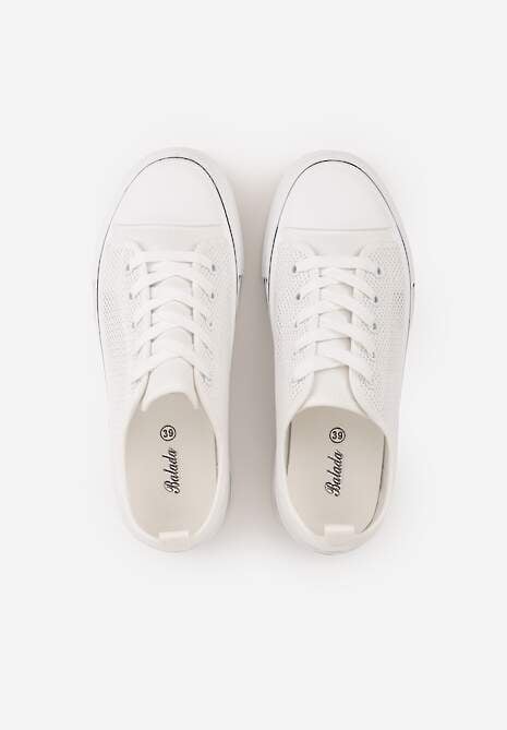 Białe Plecione Trampki na Platformie Irivana 6