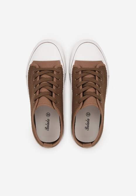 Brązowe Plecione Trampki na Platformie Irivana 6