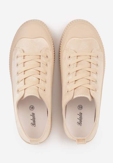 Beżowe Trampki z Imitacji Zamszu na Żłobionej Podeszwie Nivenatia 5