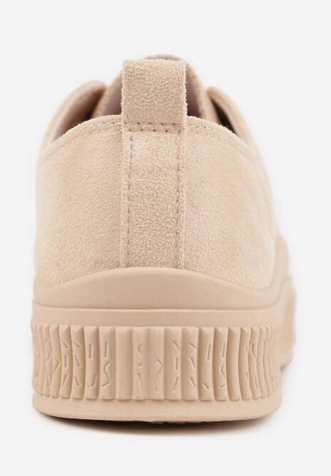 Beżowe Trampki z Imitacji Zamszu na Żłobionej Podeszwie Nivenatia 7