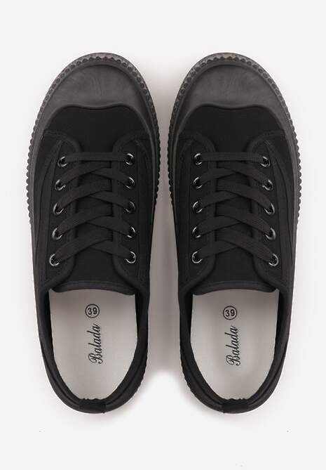 Czarne Klasyczne Trampki na Żłobionej Podeszwie Levanatia 6