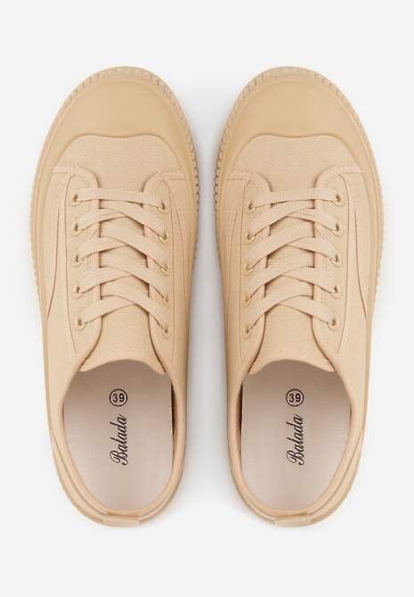 Ciemnobeżowe Klasyczne Trampki na Żłobionej Podeszwie Levanatia 6