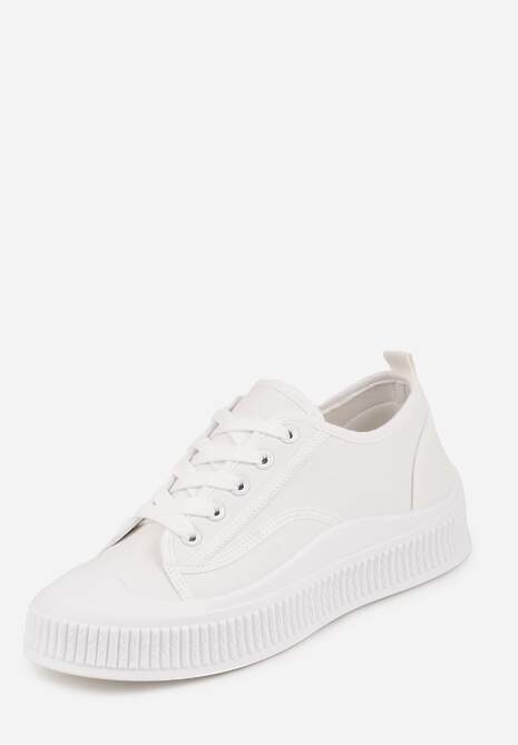 Białe Klasyczne Trampki na Żłobionej Podeszwie Levanatia 5