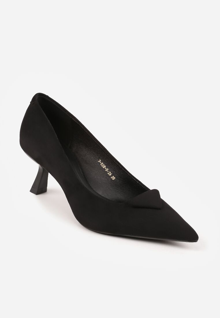 Czarne Czółenka VICES na Obcasie Kaczuszka z Aplikacją w Kształcie Trójkąta Ilereisis 5