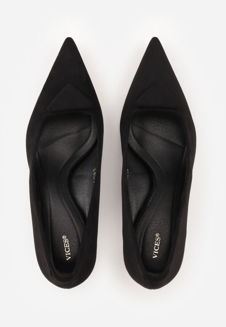 Czarne Czółenka VICES na Obcasie Kaczuszka z Aplikacją w Kształcie Trójkąta Ilereisis 6