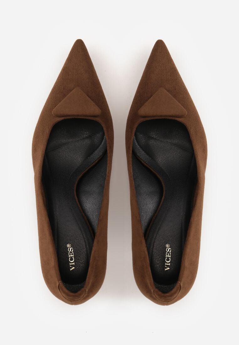 Brązowe Czółenka VICES na Obcasie Kaczuszka z Aplikacją w Kształcie Trójkąta Ilereisis 6
