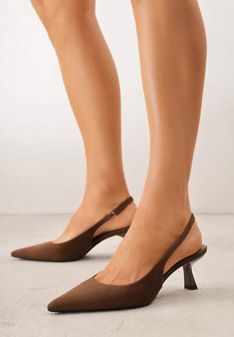 Ciemnobrązowe Czółenka Slingback VICES na Kaczuszce Anatera